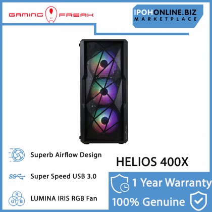 Gaming Freak GFG Helios 400X ATX Middle Tower Casing W Temper Glass Side Panel - Black 